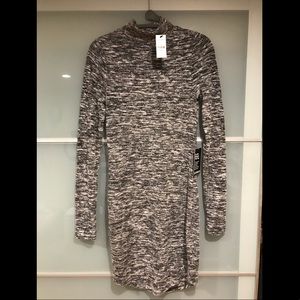 EXPRESS Marled Gray Mock Neck Mini Dress